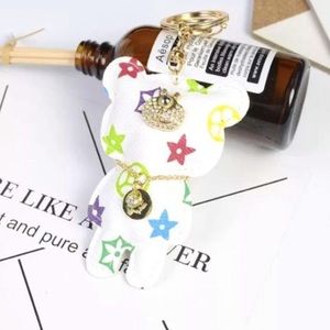 White and colourful bear Keychain